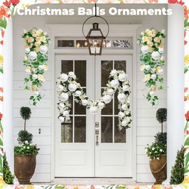 Woration 10pcs Christmas Balls Ornaments Set Velvet Wrapped Plastic Ball Hanging Decoration 3 Size for Xmas Tree Festival Home Wedding Holiday Party Decor - White