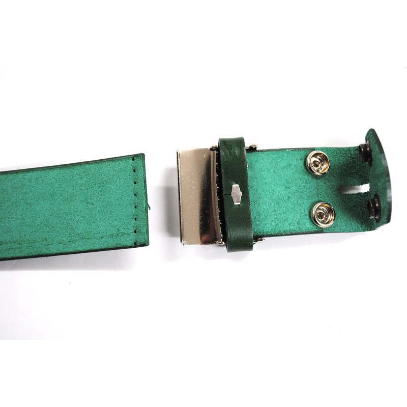 Bell Label Italian Buttero Silver H-Buckle Belt, Made in Japan,
