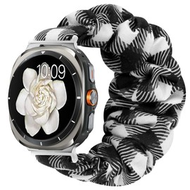 Compatible with Galaxy Watch 8 Band, Lamshaw Fabric Elastic Scrunchie Elastic Women Cute Replacement Straps Compatible with Galaxy Watch 8 40mm, 44mm, 46mm classic, Ultra 47mm LTE Smartwatch (Grid