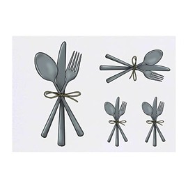 Azeeda 4 x 'Besteck' Temporäre Tattoos - Wasserfest, Hautfreundlich & Ungiftig · Transfers in Verschiedenen Größen (TO00051045)