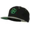 3D Clover Embroidered Two Tone Snapback Cap - Black Silver
