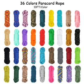 MONOBIN 36 Colors 10ft Paracord 550 Combo kit, Paracord Bracelets Making kit - Multifunction Paracord Rope with Instruction for Making Lanyard, Dog Collar, Idea for Gift (36 Colors-A)