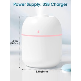 Mini Umidificatore - NIUAWASA 220ml Piccolo Portatile USB Alimentato Nebbia Fredda Aria Desktop Diffusore con Luce Notturna Morbida per Auto Camera da Letto Ufficio (Bianco)