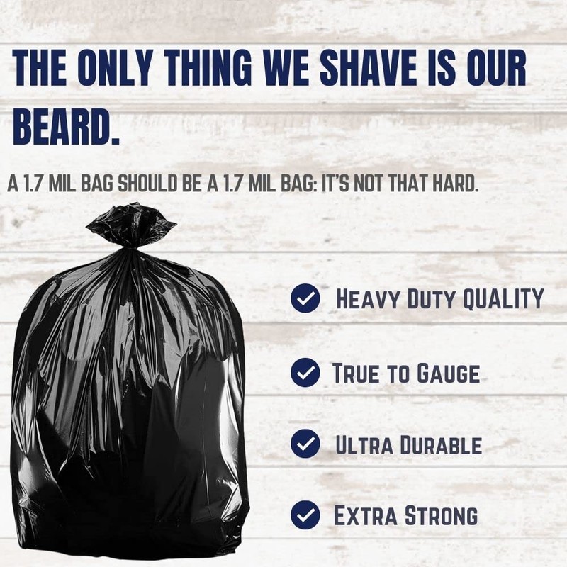 PlasticPlace 33 Gallon Trash Bags │ 1.7 Mil │ Black