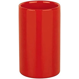 Spirella Zahnputzbecher Zahnbürstenhalter Keramik Tube 7x11,5 cm Rot