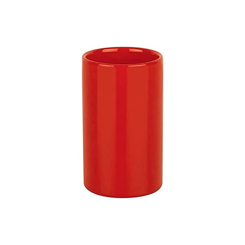 Spirella Zahnputzbecher Zahnbürstenhalter Keramik Tube 7x11,5 cm Rot