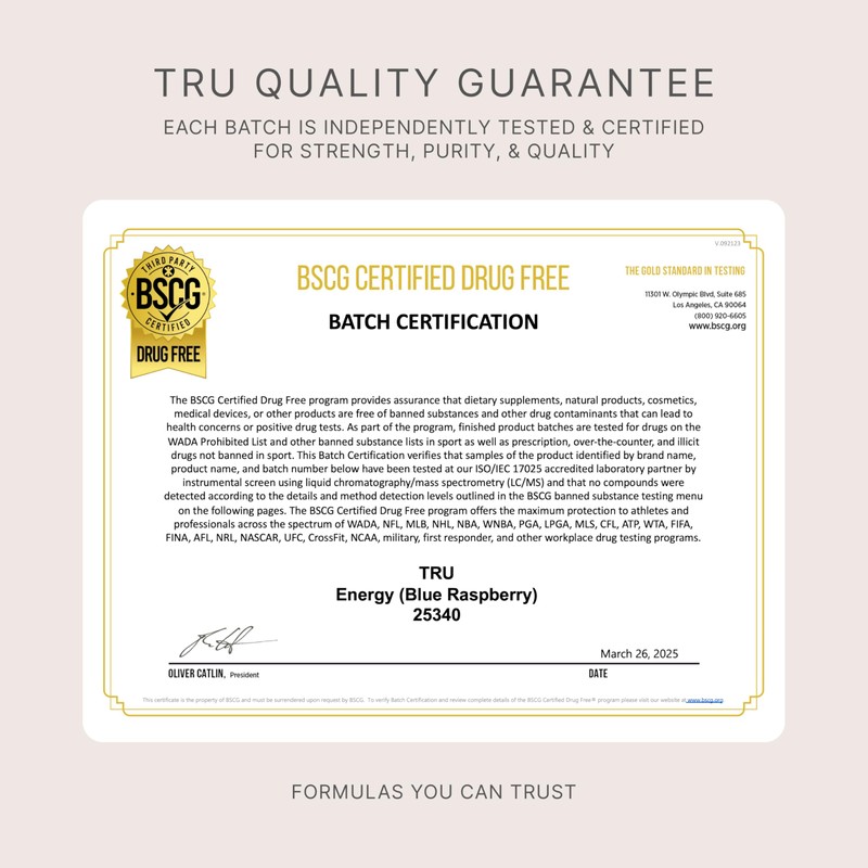 TRU Supplements Energy, Pre Workout Training Formula, Vegan Friendly, No