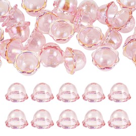 KISSITTY Wind Bell Bead Caps 30pcs Flower Acrylic Beads Pink Color for Wind Chimes Jewelry Making Colorful Floral End Caps Beading Spacers for DIY Earrings Necklaces Decoration Crafts