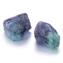 Jovivi 2pcs Raw Rainbow Fluorite Crystals,Large 1.6-2.2" Healing Crystals Natural Rough Stones Crystal for Tumbling, Cabbing, Home Decoration, Polishing, Wicca & Reiki