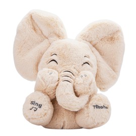 Tihoho Peek A Boo Elephant Talking Singing Elephant Plush Huggable Toy Baby Animated Elephant Plush Cute Toys Gift Stuffed Doll for Baby Tollders Kids Boys Girls Gift Adjust Sound