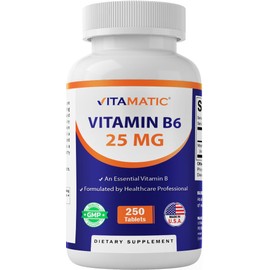 Vitamatic Vitamin B6 (Pyridoxine HCI), 25 mg 250 Vegetarian Tablets