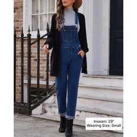 Vetinee Women's Dungarees Jeans Baggy Jumpsuit Oversize Jumpsuit with Pockets, Evening red blue