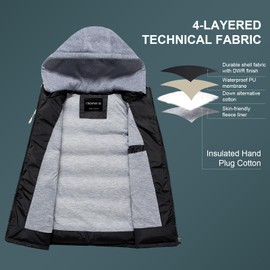 CREATMO US Women's Warm Winter Vest Thick Padded Puffer Vest Waistcoat With Detachable Hood Black L