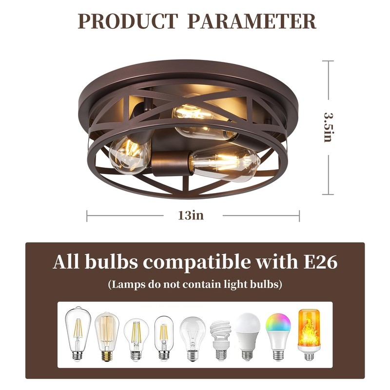 piano7797 13 inch Flush Mount Ceiling Light Fixtures,3-Light Modern Hallway