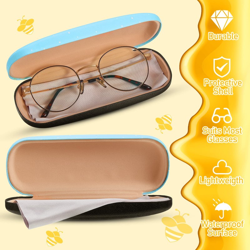 Weewooday Pack of 2 Honey Bee Hard Shell Glasses Case