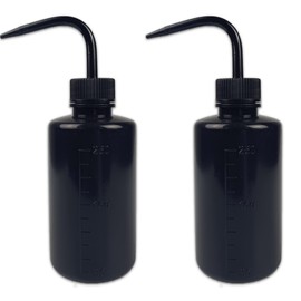 2Pcs 250ml 8.5oz Plastic Safety Wash Bottle,Narrow Mouth Squeeze Bottles for Tattoo Wash，Chemistry, Industry, Lab & Gardening-Black