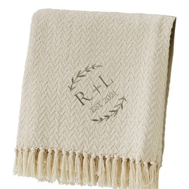 Personalization Universe Their Initials Wedding Embroidered Afghan