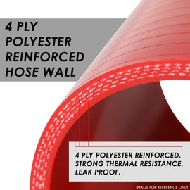 3'' 3-Ply Turbo Intake Piping Connector Coupler Silicone Reducer Hose, Red