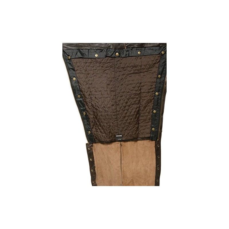 MENS MOTORCYCLE RETRO BROWN SOFT LEATHER CHAP FULLY LINED W/4