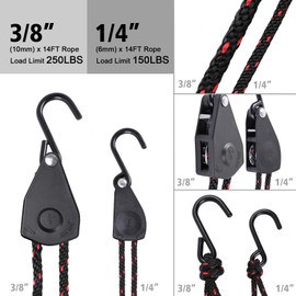 Ayaport Kayak Rope Tie Down 14ft Ratchet Straps Bow and Stern Ratcheting Tie Downs Rope Hanger Kayak and Canoe Accessories (1/4" x14ft)