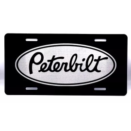 Laser Peterbilt black laser engraved license plate