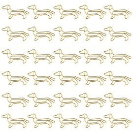 30 PCS Dachshund Shaped Paper Clips Gold Cute Small Paper Clips, Fun Office Supplies for Dog Lovers, Metal Cute Animals Originality PaperClips for School Supplies Journals Decor Gift