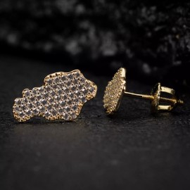 Tsv Jewelers  Yellow Gold Plated Men's Nugget Shape Hip Hop Stud Screw Back Earrings