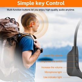 sunvito Bone Conduction Headphones, IP68 Waterproof Swimming Headphones, Open Ear Headphones Wireless Bluetooth 5.3, Built-in 32G Memory for Outdoor Exercise, Running, Travel, Cycling, Swimming