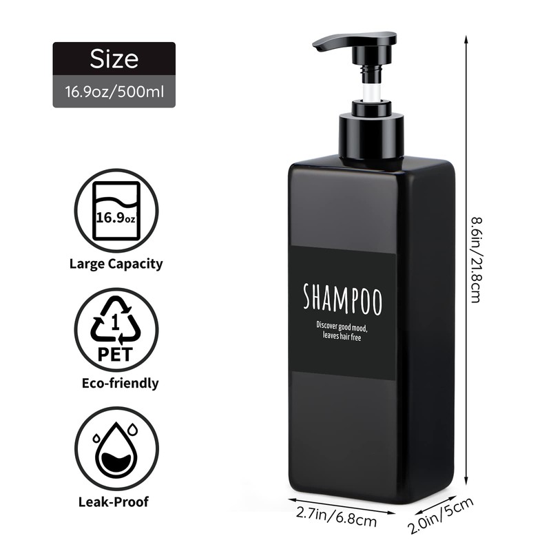 Refillable Pump Bottle, Segbeauty 500ml Pump Squeeze Dispenser, 16.9oz 3-Pack