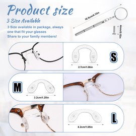 BOHUIZ 15 Pcs 3 Sizes Eyeglasses Nose Pads, U Shaped Eyeglasses Nose Pads Screw-in Eyeglass Nose Piece Soft Silicone Nose pad for Eye Glasses Sunglass Eyewear