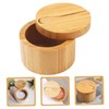 LABRIMP 2pcs Convenient Salt Box Wooden Seasoning Container Magnetic Lid