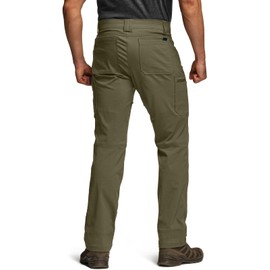 CQR Men's Quick Dry Tactical Pants, Water Resistant Outdoor Pants, Lightweight Stretch Cargo Work Hiking Pants, Sierra Soil Green, 40W x 32L
