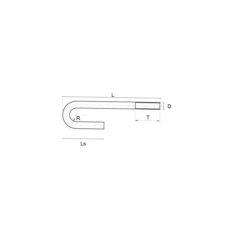 M6 T304 Stainless Steel J Bolt 105 mm Length 40