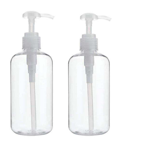 Pump Bottle, Dedoot 2 Pack Clear Empty Plastic Bottles with Pump 10oz Pump Bottle Dispenser for Shampoo, Lotion and Wash Soap