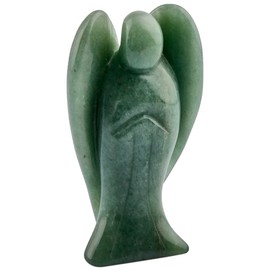 KYEYGWO Green Aventurine Angel Gemstone Crystal Guardian Angel Statues, Pocket Angel Peace Angel Lucky Charm Reiki Fengshui Desk Ornaments 2.75"