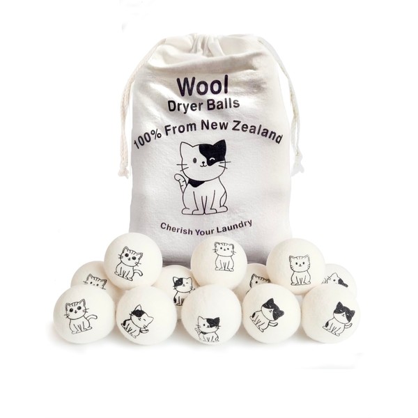 Pack of 12 XL Premium Reusable Wool Dryer Balls Anti-Static
