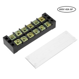 uxcell Dual Rows 6 Positions 600V 45A Wire Barrier Block Terminal Strip TB-4506L