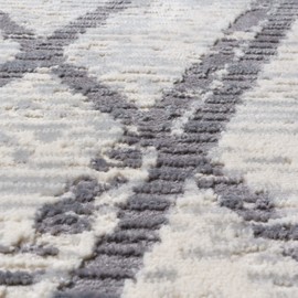 Gertmenian 19603 Boho Abstract Rug III Modern Living Room Kitchen Bohemian Area Carpet, 2x8 Runner, Gray Beige Geometric Diamond Vintage