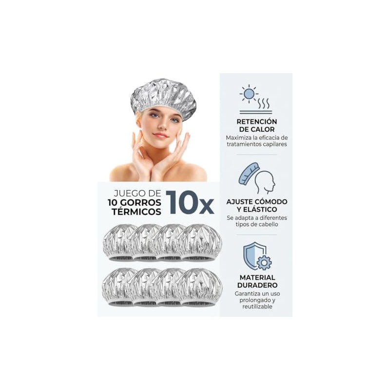 10 Gorros Termicos para Tratamiento Capilar, Gorro Termico para Cabello,