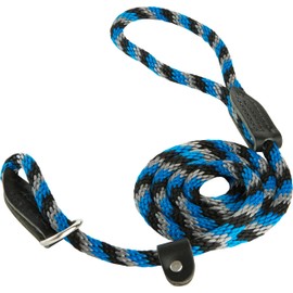 OmniPet British Rope Slip Lead for Dogs, 6', Blue/Black/Silver