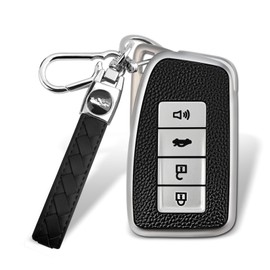 QBUC for Lexus Key Fob Cover, Key Fob Case with Keychain for Lexus 2013-2021 ES IS GS NX LS RX RC GX LX 570 200 250 350 460 300 F 450h 600h Accessories Protector (Silver)