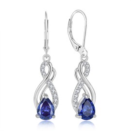 Oskani Infinity Birthstone Earrings for Women 925 Strling Silver 5A Cubic Zirconia Dangle Drop Leveback Earrings Jewelry Birthday Christmas Day for Mother Wife Mom Her,Cubic Zirconia