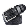 PACDE Cowboy Leather Belt with Pin Buckle Black Coffee Print