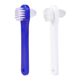 Healifty Denture Brush Double Sided Cleaning Brush Pack of 2 (White and Blue)