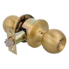 Amig - Ball Style Lock Set | With Outer Key | Entry Nut 60/70 mm | Square Edge | Brass | Matt | Door Thickness from 35 to 45 mm