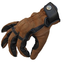 Mycl Turell Motorcycle Gloves Cross Stitch - Men's Motorcycle Gloves - Genuine Leather - Gloves Men's Motorcycle Touring with Gel Padding (Wood, M)