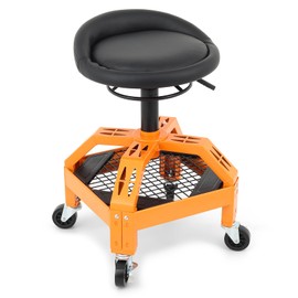 M-AUTO Padded Seat Mechanic Stool with Wheels, 18”-23” Height Adjustable Swivel Mechanics Seat with Tool Organizer Tray for Garage and Garden, 300lbs Capacity