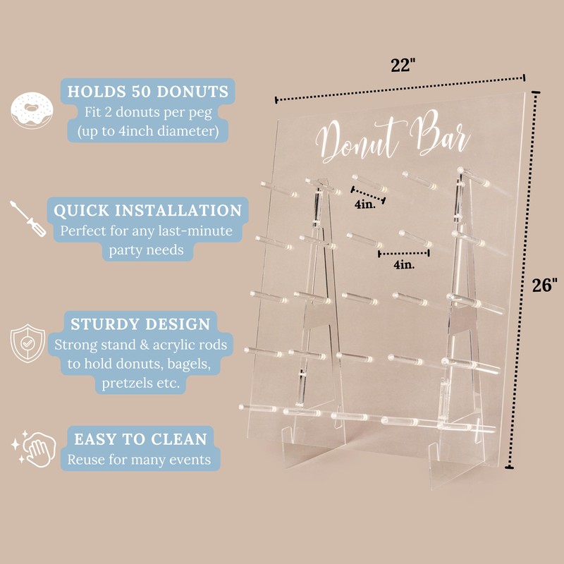 Donut Wall Display Stand - Acrylic Donut Stand Holds 50