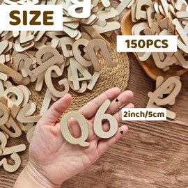 MUXGOA Wood Letters 2 Inch,150 Pcs Wooden Letters for Crafts,Unfinished Wood Alphabet Letters & Numbers for DIY Painting Arts Home Decorations Kids Spelling Learning