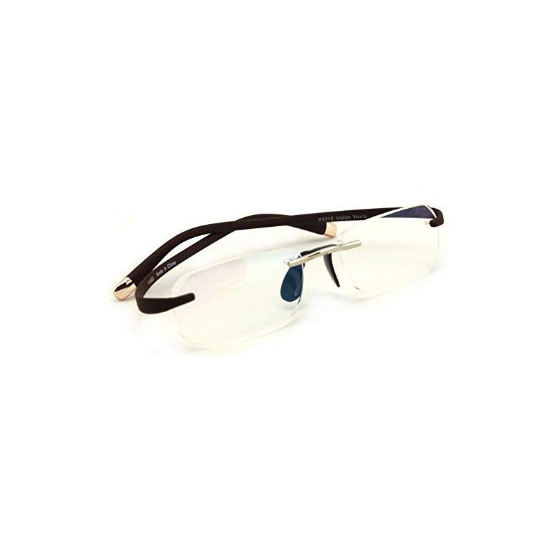 V.W.E Rectangular Rimless Memory Flex Temple Reading Glasses With Anti-reflective